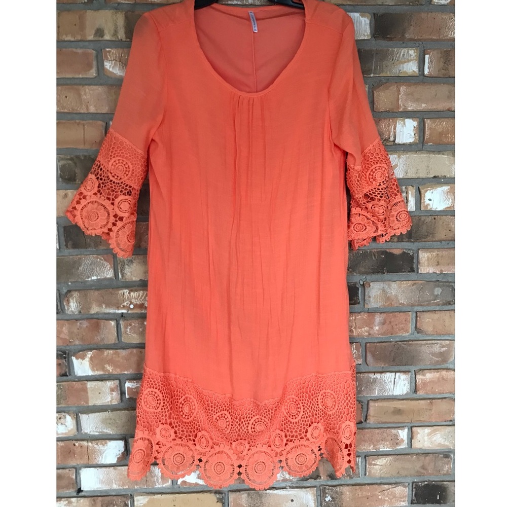 Passports Women’s Coral Lace Crochet Hem Dress Size XL
